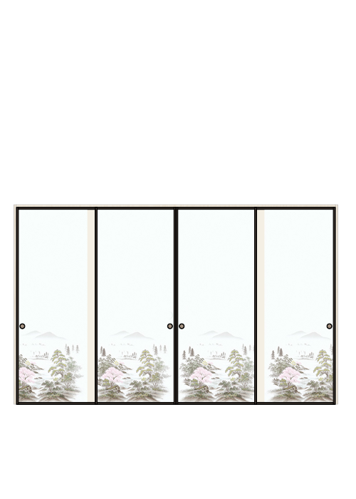 襖 引違い4枚 山水 No.210（扉のみ）ハリマ産業株式会社
